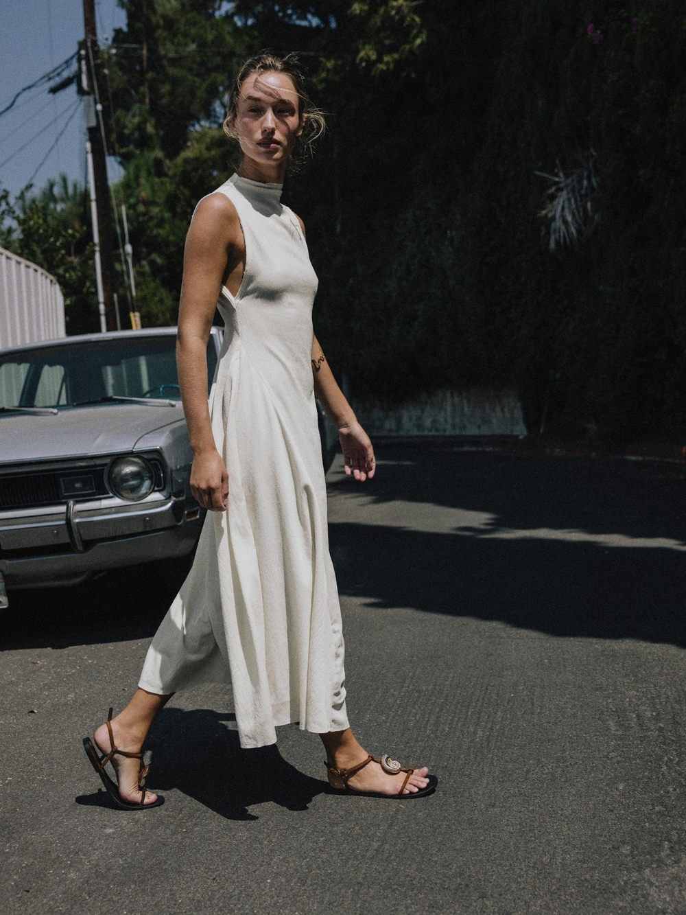 Zara Textured Midi Dress in Cream - Picture 3 of 8